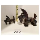 CARVED WOOD DOG, SMALL DOG HAS BEEN GLUED