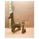 2 METAL DONKEYS STANDING TALL