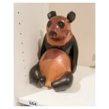 WOOD CARVED PANDA BEAR 12" H X 6"