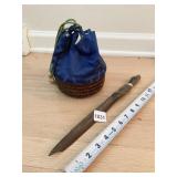 DRAWSTRING BAG AND 12 INCH CARVED WOOD OPENER