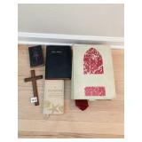 WOOD CROSS, HOLY BIBLES