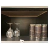 GLASSES INCL. 6 GOLD RIM TALL GLASSES