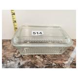 GLASS COVERED REFRIGERATOR DISH W/ LID