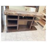 MARBLE FINISH TOP W/ SHELVES ON BASE PERFECT FOR