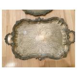 ROUND SERVING PLATE SILVER PLATE AND DOUBLE