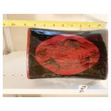 ROSEWOOD HANDPAINTED LACQUER OPIUM PILLOW BOX HEAD