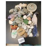 SEA GLASS, QUARTZ, COCKATOO STONE BIRD, ETC.