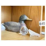 8" DUCK, CRYSTAL BALL PRISM TO HANG STONE CARVED