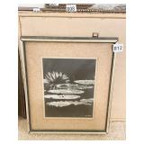 CORK BORDER LILY PAD PICTURE 14" X 13" SIGNED