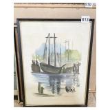 16" X 12" WATERCOLOR OF SAILBOAT SIGNED BIRD 69