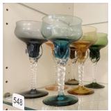 ITALY STEM GLASSES 6.5" TALL 6 DIFFERENT COLORS