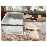 AGATE POLISHED STONE 3.5" D PLANTER W/ FLOWER