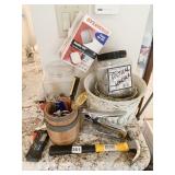 8" H WOOD BARREL, HAMMER, STABLE GUN, ETC.