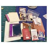 STAMP AND COIN BOOKS, TABLET, FLASHLIGHT,