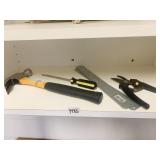 2 MATCHING HAMMERS, SCREW DRIVERS, CUTTERS ETC.