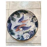 TOYO JAPANESE KOI FISH LOTUS PEONIES PORCELAIN