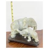 HAND CARVED ELEPHANT FIGURE MARBLE OR ONYX HAS