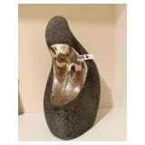 CERAMIC SCULPTURE W/ GOLD LUSTER CENTER 9" H X