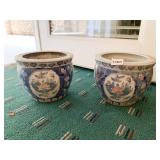2 PORCELAIN ORIENTAL STYLE PLANTERS