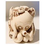 OCTOPUS W/ TURTLES AND LOBSTER NETSUKE 1.5" H