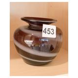 ART GLASS PURPLE AMETHYST WITH WHITE STRIPE BASE