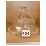 GLASS ETCHED TOP COVERED DISH 6 INCH DIAMETER