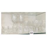 4 WINE GLASSES, 6 CORDIALS, 10 WHITE WINE GLASSES
