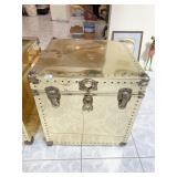 METAL TRUNK W/ 3 LOCKS AND INSET HANDLES 23" H X