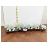 5 JADE ELEPHANTS MOUNTED ON BOARD 15" L
