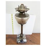 BANNER 15" H ANTIQUE MARBLE BASE ETCHED GLASS