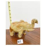 ONYX CARVED ELEPHANT 6" H X 7" W