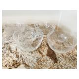 ETCHED CRYSTAL BOWLS, DOUBLE HANDLE DISH, ETC.