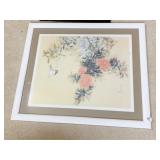 DAVID LEE 1972 SIGNED FLOWER PRINT UNDER GLASS