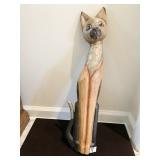 WOOD CAT STANDING TALL 21" H
