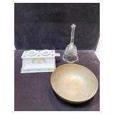 DESK SET W/ INK WELLS MARKED PIERRE DEUX, BRASS