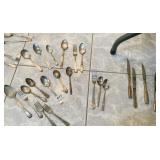 BRASS SPOON SILVERPLATE SPOONS, SERVING PIECES