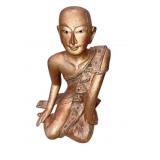 THAI BUDDHIST MONK GILT WOOD HAND CARVED