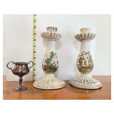 PAIR OF R. CAPODIMONTE ITALY CANDLE STICKS 8.75"