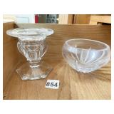 ROYAL DOULTON CRYSTAL CANDLE HOLDER 4.5" H X 4" D
