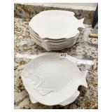 8 WHITE FISH PLATES 11 INCH DIAMETER