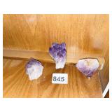 3 PC. PURPLE AMYTHEST LARGEST PC. 3" X 2"