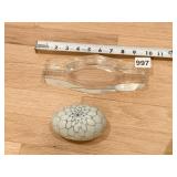 PORCELAIN EGG AND CRYSTAL ASHTRAY