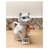 PORCELAIN CAT TEAPOT W/ FISH SPOUT