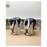PORCELAIN ELEPHANTS W/ DRAPED BLACK DESIGN 4.5" H