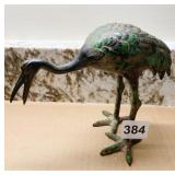 METAL CRANE BIRD 6 INCHES HIGH X 7 1/2 INCHES