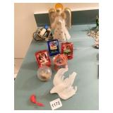 VINTAGE ANGEL TREE TOPPER, PLASTIC TREE