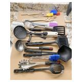 KITCHEN UTENSILS MANY LOOK ON USED WOODEN SPOONS