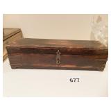 WOOD PUZZLE BOX WITH DICE ON THE INTERIOR, DRIED