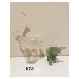 7 1/2 INCH GLASS ELEPHANT 3-INCH-HIGH JADE