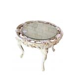 CAST IRON FIGURAL BASE GLASS TOP TABLE